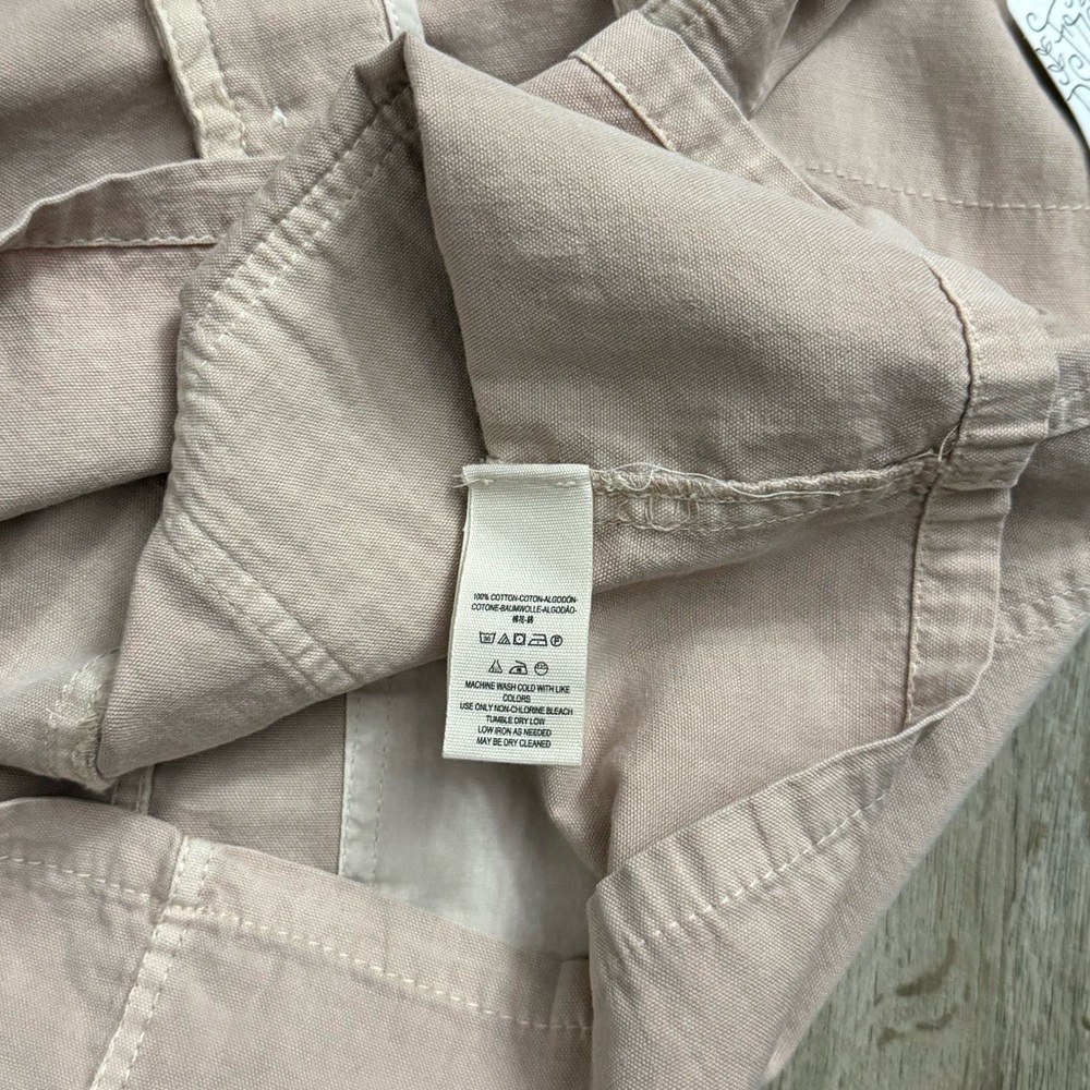 Free People • Suspender Skirt Mini Button Front Utility Beige NWT Size 10 - Picture 8 of 15